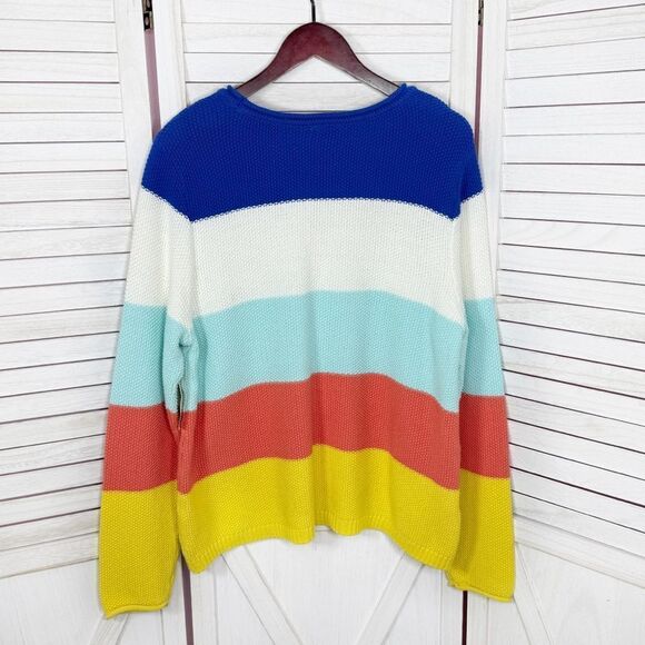 St. John’s Bay Striped Color Block Waffle Knit Sweater XL Pullover Nautical - Picture 8 of 11